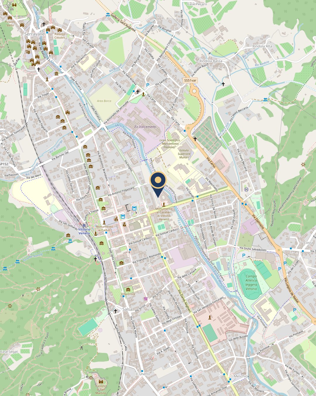 Mappa di Vittorio Veneto con la posizione dello studio in Viale Vittorio Emanuele II 47