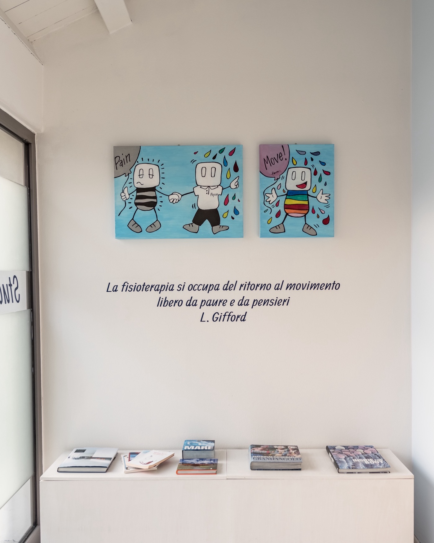 Studio di fisioterapia Andrea Segat a Vittorio Veneto — parete con citazione di L. Gifford